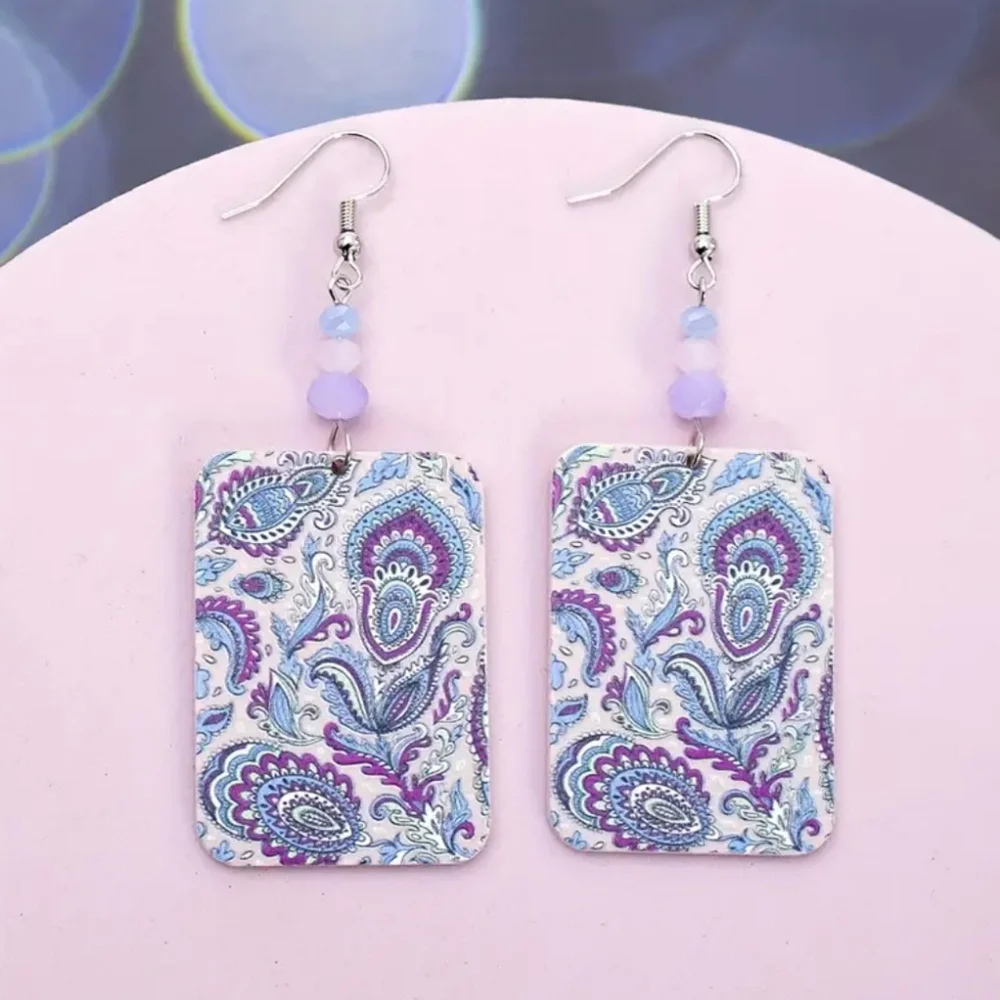 Purple and Blue Paisley Earrings